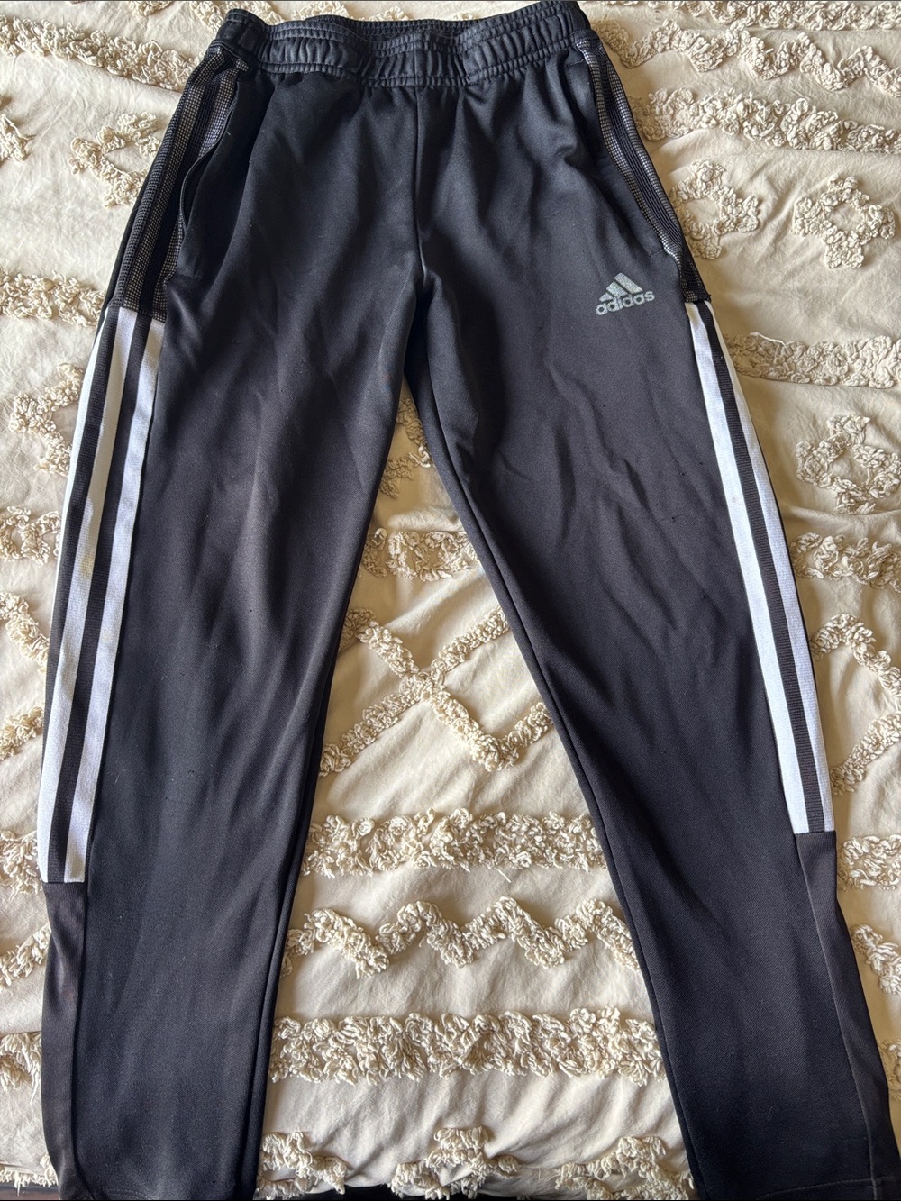 adidas Black Jogger Sweatpants with White Side Stripes